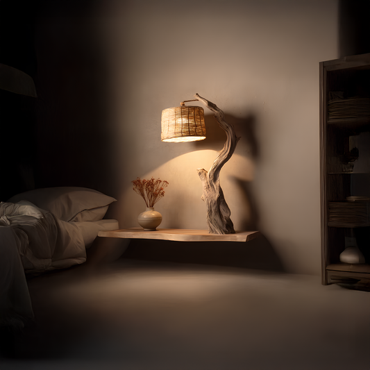 Rustic Tree Nightstand Floating Bedroom Table
